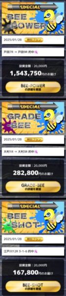 BEE BOATの的中実績2