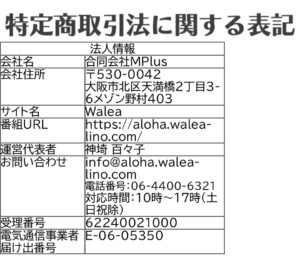Walea特定商取引法に関する表記