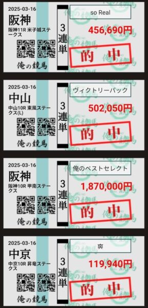 俺の競馬の的中実績1