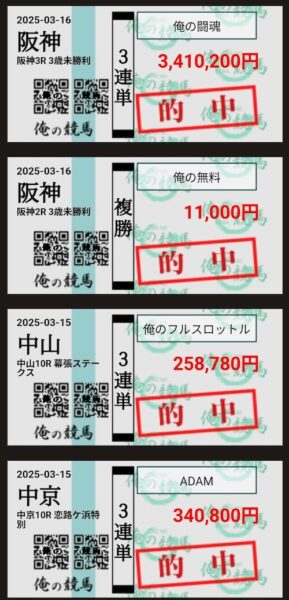 俺の競馬の的中実績2