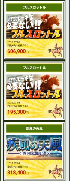 アナログの地方競馬の的中実績2