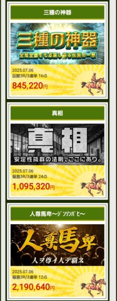 アナログの中央競馬の的中実績1