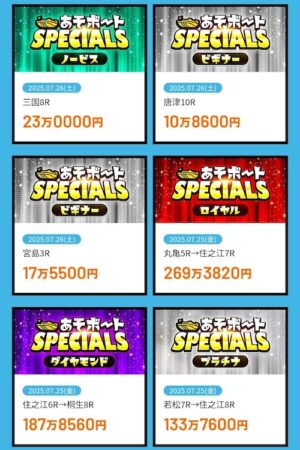 あそボートの的中実績2