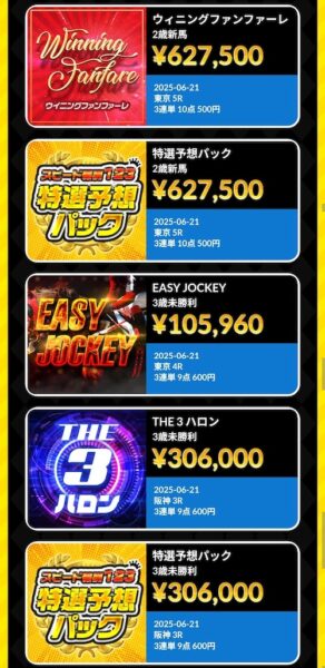 オヤユビ競馬の的中実績1