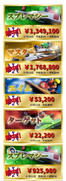 ボートエックスの的中実績1