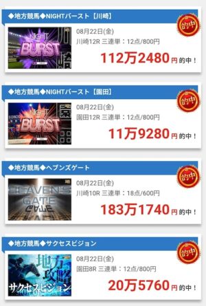 ケイバ一番星の的中実績1