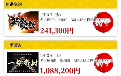 馬券茶屋の的中実績3