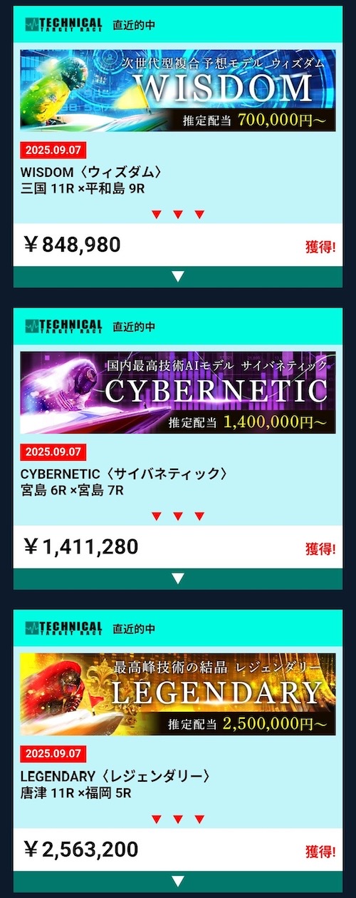 BOAT TECHNICAL（ボートテクニカル）の的中実績1