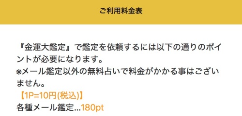 金運大鑑定の料金表