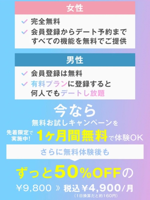 スキマデートの料金表