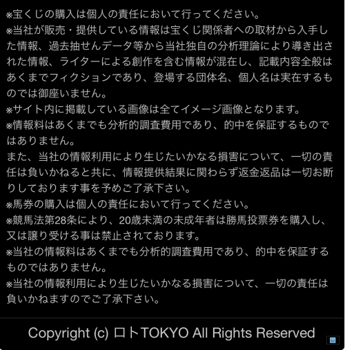 ロトTOKYOの免責事項